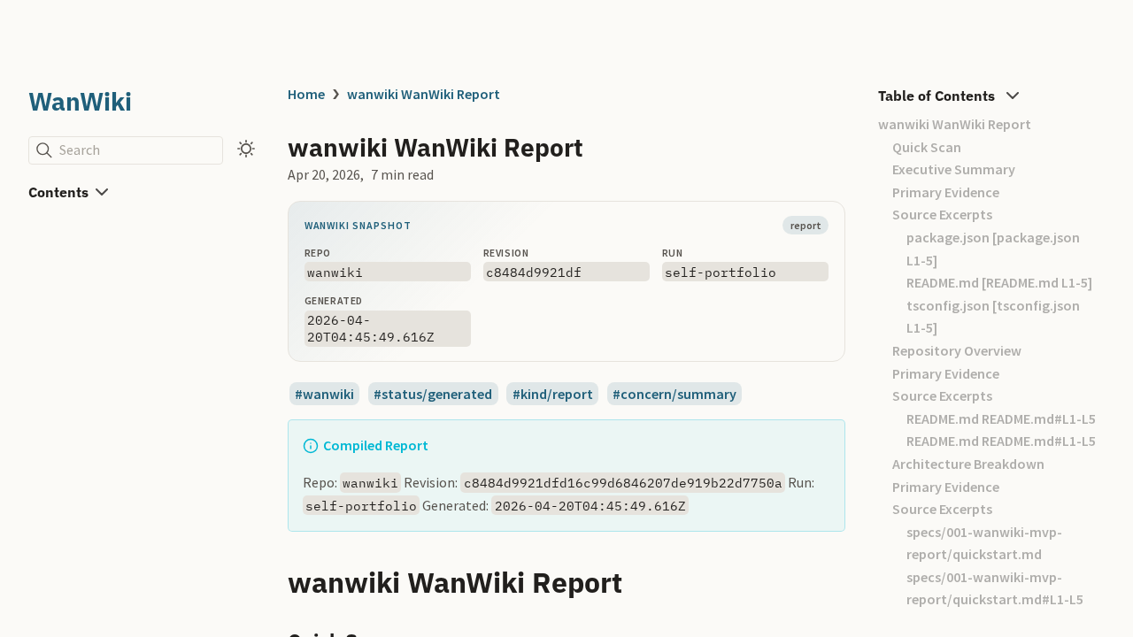 WanWiki compiled report page generated from a real run on the WanWiki repository.